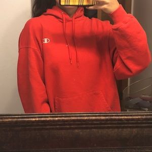 champion red oversized hoodie
